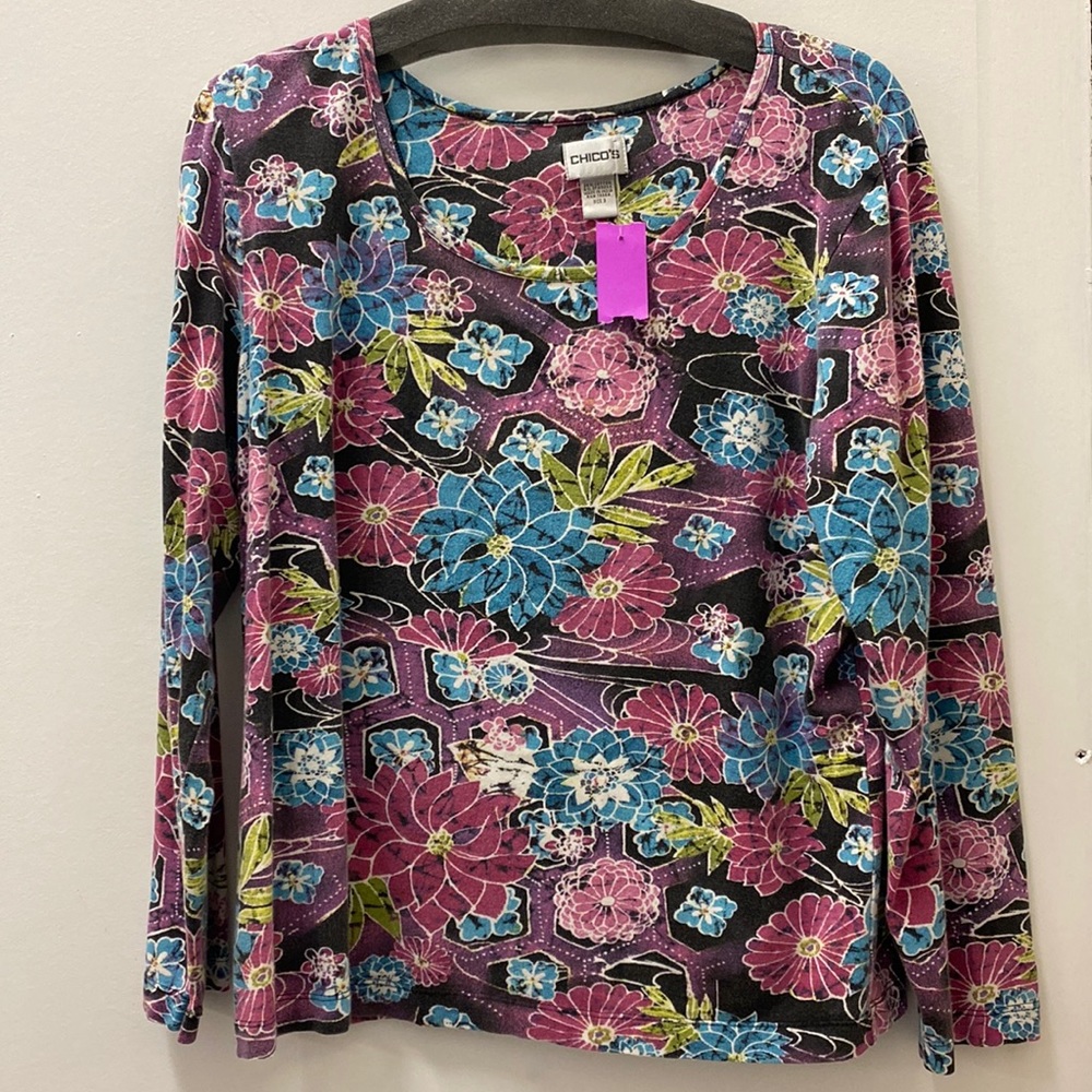 Chico’s Floral Long-Sleeve Blouse